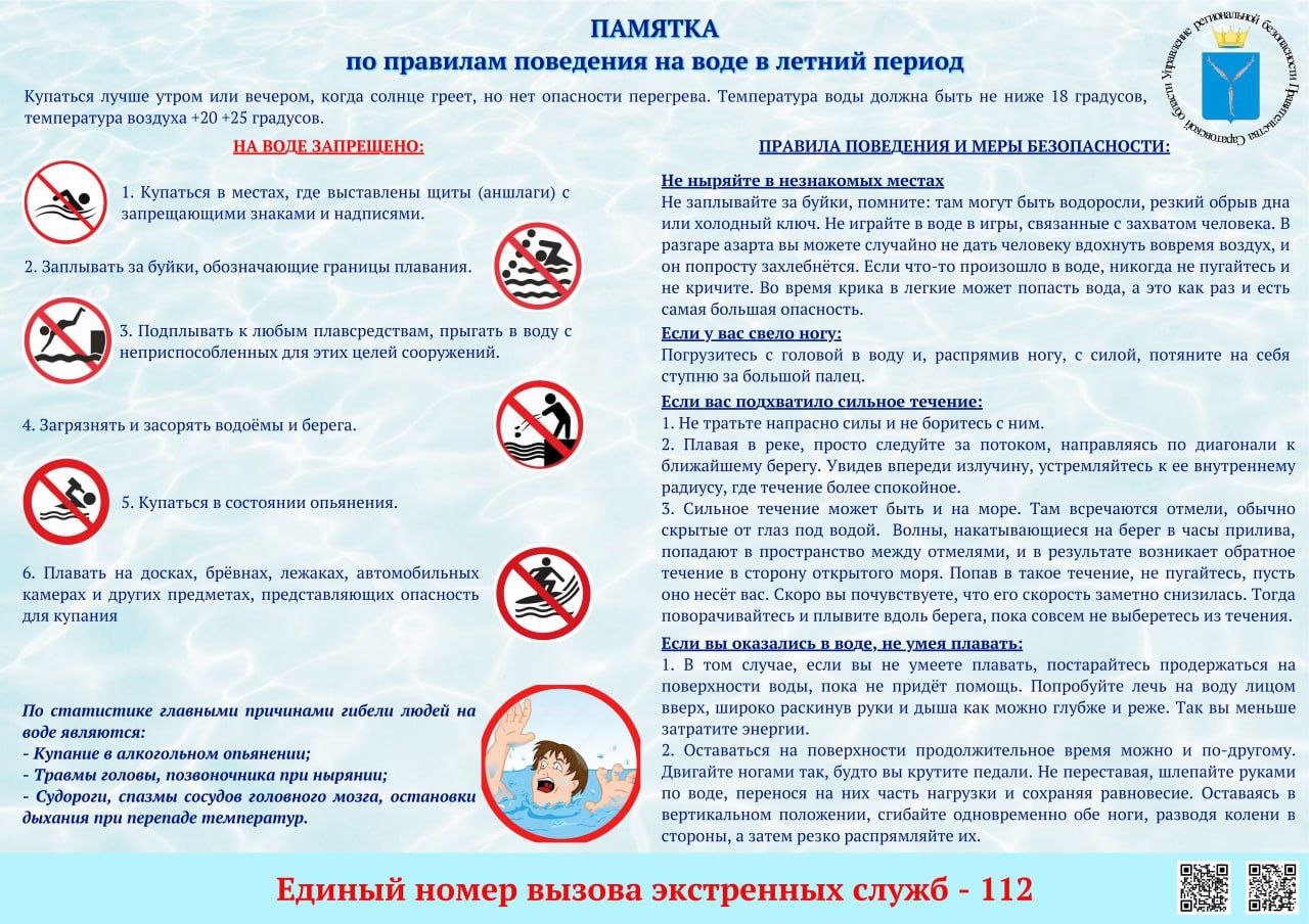 Памятка по правилам поведения на воде.